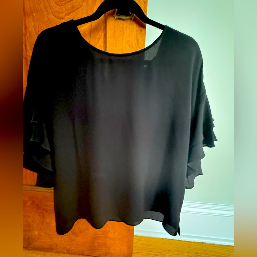 Elegant Black Ruffle Sleeve Top